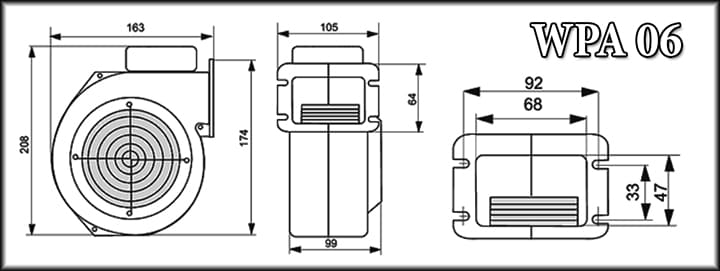 Розміри вентилятора WPA 06 Розміри вентилятора WPA 06